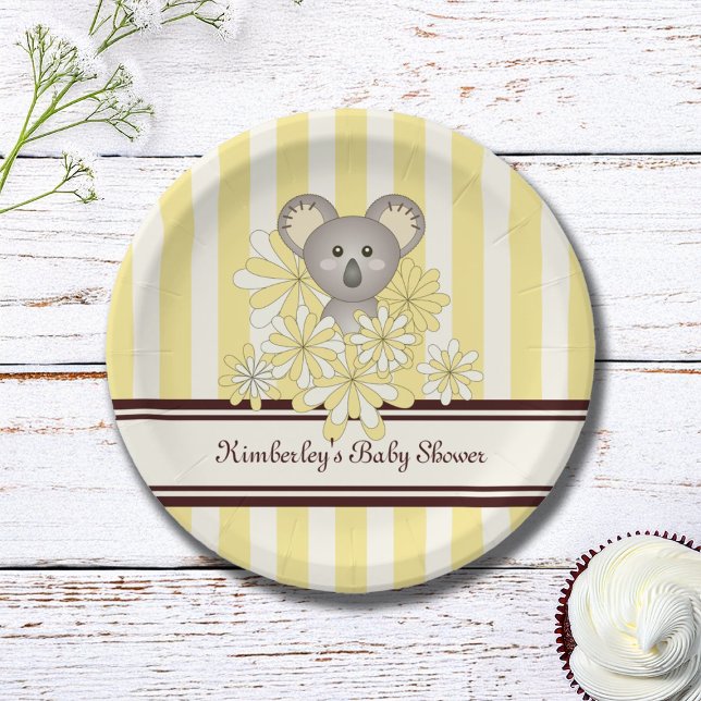 Plato De Papel Cumpleaños de Koala Amarillo / Baby Shower Neutral (Subido por el creador)
