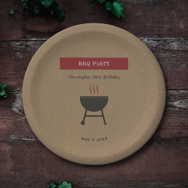 Plato De Papel Cumpleaños de Kraft y Rustic BBQ Fiesta