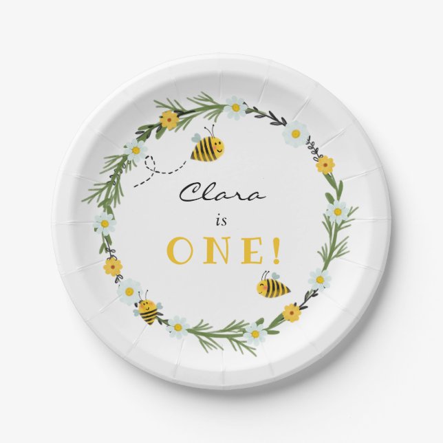 Plato De Papel Cumpleaños de la abeja (Anverso)