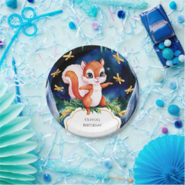 Plato De Papel Cumpleaños de la ardilla mágica y caprichosa
