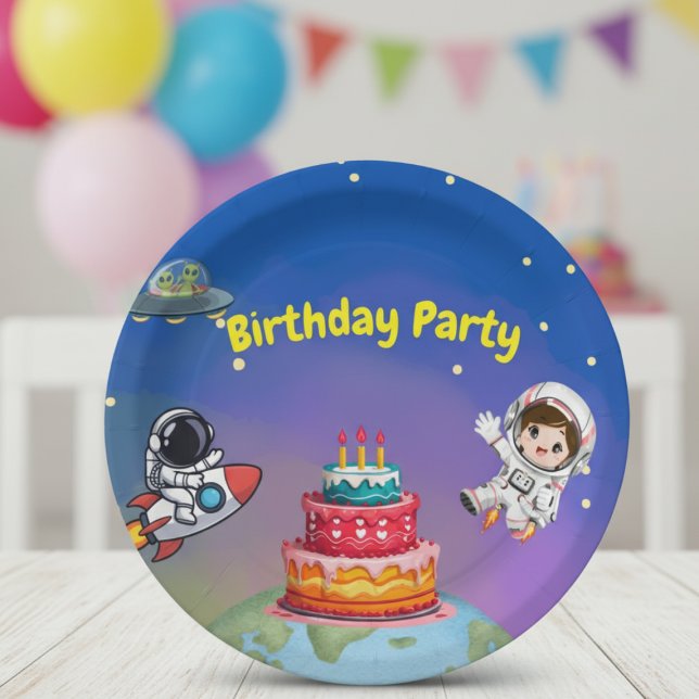 Plato De Papel Cumpleaños de la aventura espacial (Subido por el creador)