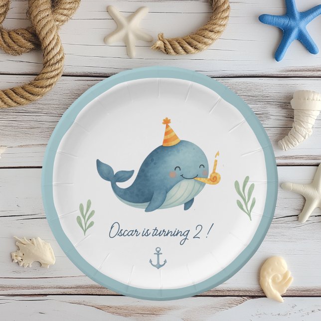 Plato De Papel Cumpleaños de la ballena | Ahoy | Tema de los niño (Subido por el creador)