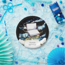 Plato De Papel Cumpleaños de la Biblioteca Simple de Personalizad