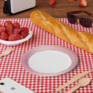 Plato De Papel Cumpleaños de la Bling de Oro Rosado