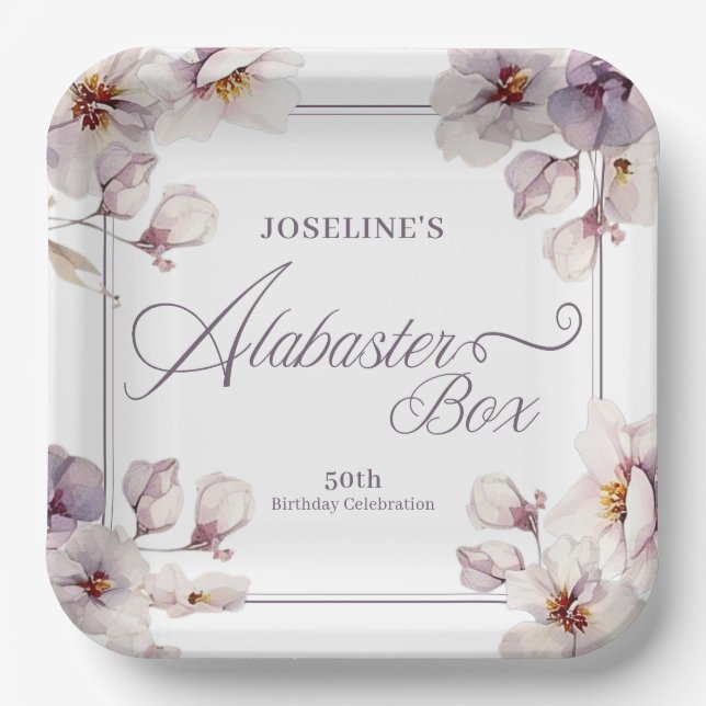 Plato De Papel Cumpleaños de la Caja de Alabaster (Anverso)