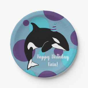 Plato De Papel Cumpleaños de la caza de ballenas asesina de Orca