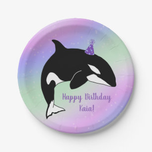 Plato De Papel Cumpleaños de la caza de ballenas asesina de orca