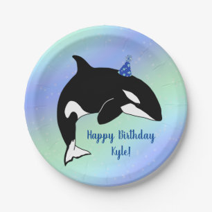 Plato De Papel Cumpleaños de la caza de ballenas asesina de orca
