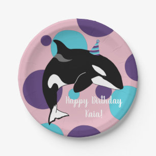 Plato De Papel Cumpleaños de la caza de ballenas asesina de Orca