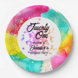 Plato De Papel Cumpleaños de la coloración de color de la salpica