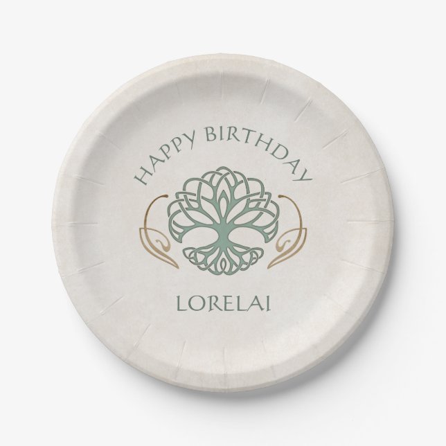 Plato De Papel Cumpleaños de la Fantasía Medieval Celta (Anverso)