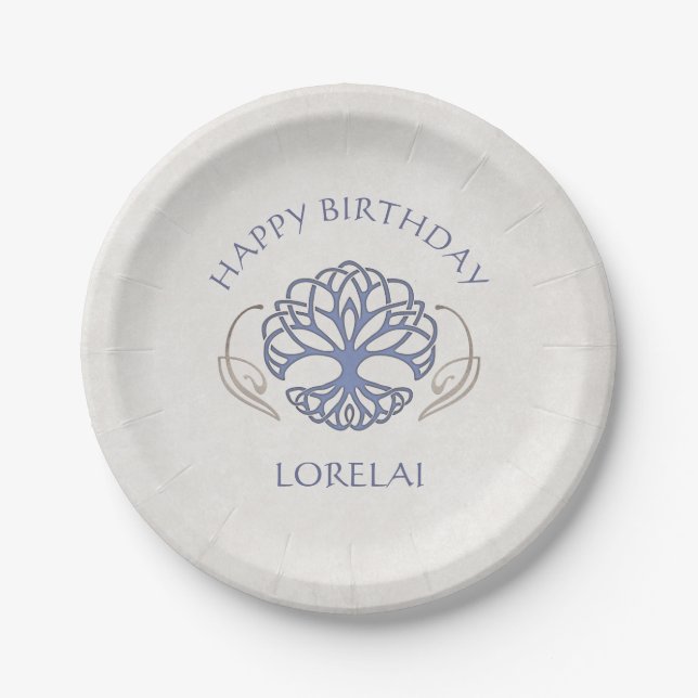Plato De Papel Cumpleaños de la Fantasía Medieval Celta (Anverso)