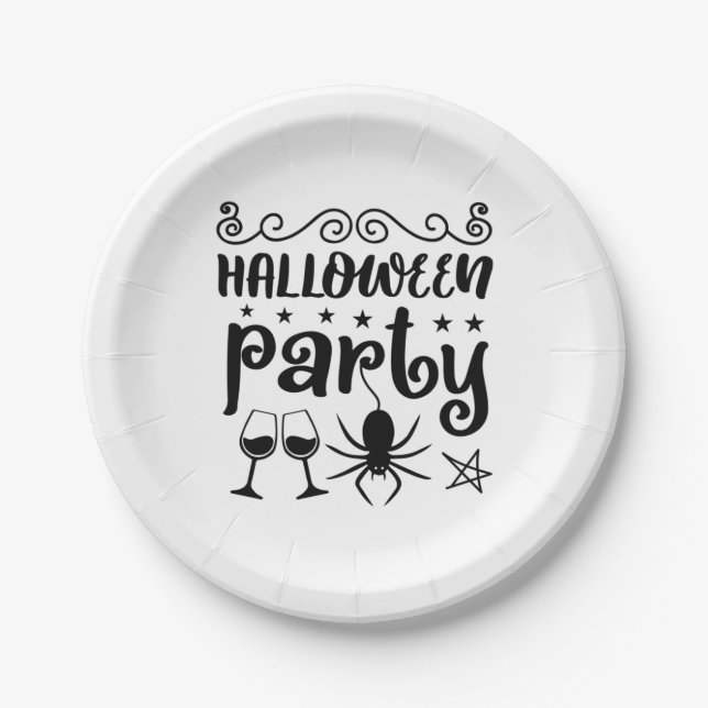 Plato De Papel Cumpleaños de la Fiesta de Halloween (Anverso)