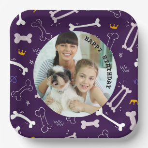 Plato De Papel Cumpleaños de la foto personalizada de la familia