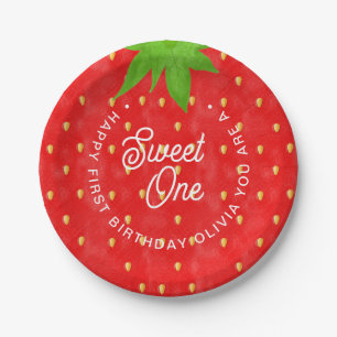 Plato De Papel Cumpleaños de la fresa dulce