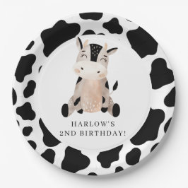 Plato De Papel Cumpleaños de la Granja de la Vaca Santa