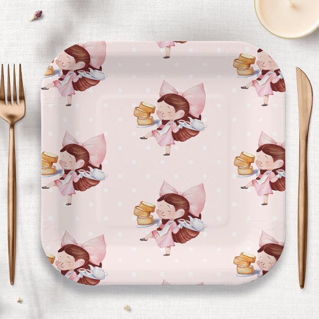 Plato De Papel Cumpleaños de la hora del té y el pastel (Subido por el creador)