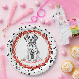 Plato De Papel Cumpleaños de la Impresión Dalmatiana | Fiesta bla