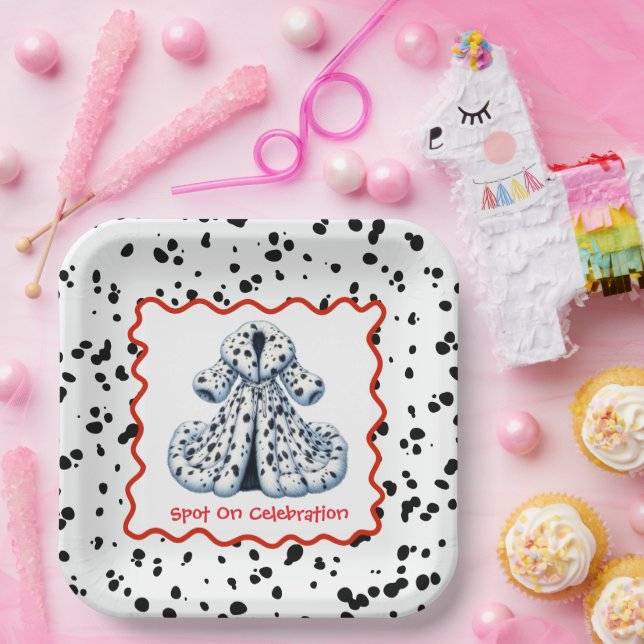 Plato De Papel Cumpleaños de la Impresión Dalmatiana | Fiesta bla (Fiesta)