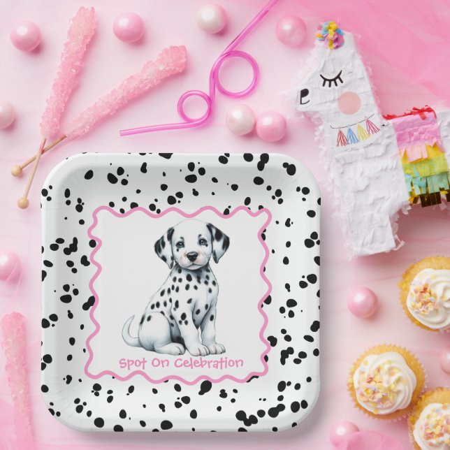 Plato De Papel Cumpleaños de la Impresión Dalmatiana | Fiesta bla (Fiesta)