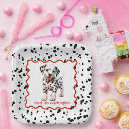 Plato De Papel Cumpleaños de la Impresión Dalmatiana | Fiesta bla