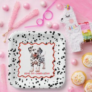 Plato De Papel Cumpleaños de la Impresión Dalmatiana Fiesta bla