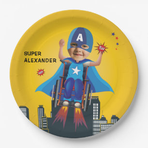 Plato De Papel Cumpleaños de la inhabilitada Superheroína de vuel