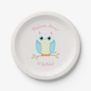 Plato De Papel Cumpleaños de la lechuza