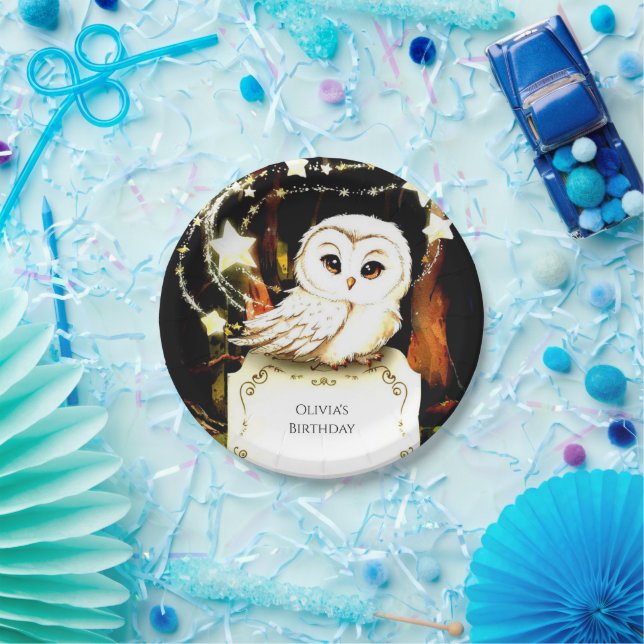 Plato De Papel Cumpleaños de la Lechuza Encantada (Fiesta)