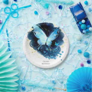 Plato De Papel Cumpleaños de la mariposa de la diversión de encan
