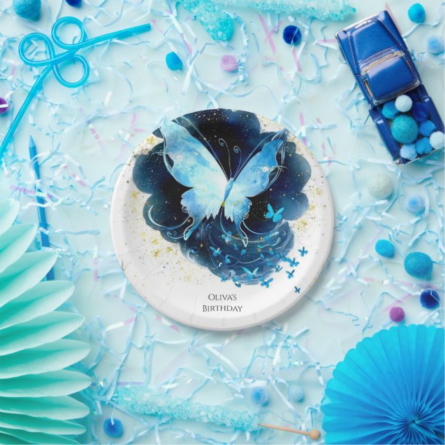 Plato De Papel Cumpleaños de la mariposa de la diversión de encan (Fiesta)