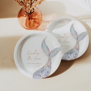 Plato De Papel Cumpleaños de la Mermaid Tail