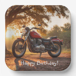 Plato De Papel Cumpleaños de la motocicleta