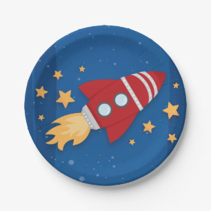 Plato De Papel Cumpleaños de la nave de Rocket