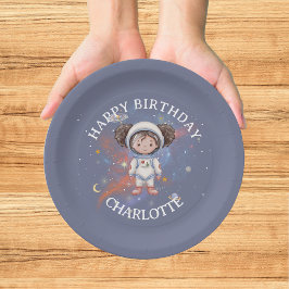 Plato De Papel Cumpleaños de la niña astronauta del espacio exter
