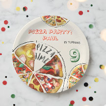 Cumpleaños de la pizza acuarela
