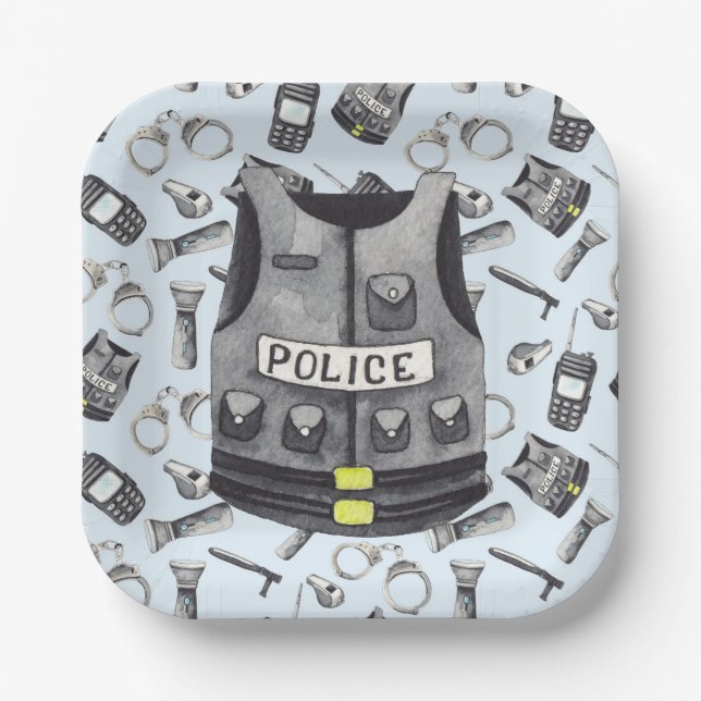 Plato De Papel Cumpleaños de la policía (Anverso)