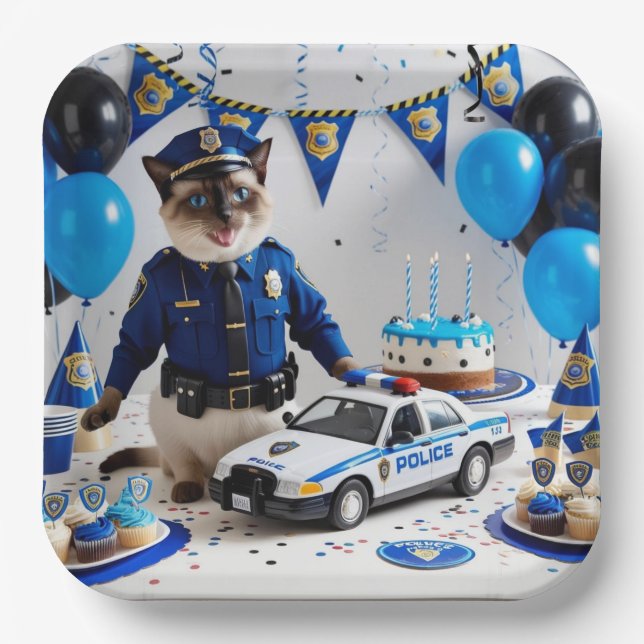 Plato De Papel Cumpleaños de la policía (Anverso)