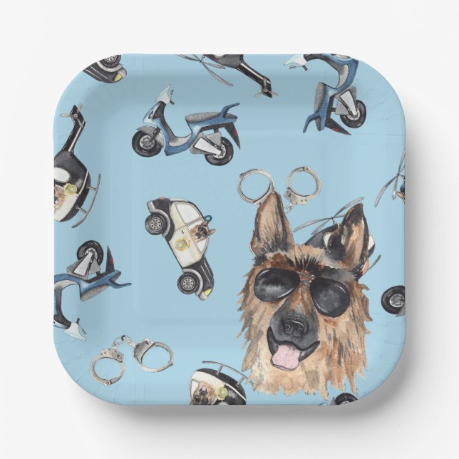 Plato De Papel Cumpleaños de la policía (Anverso)