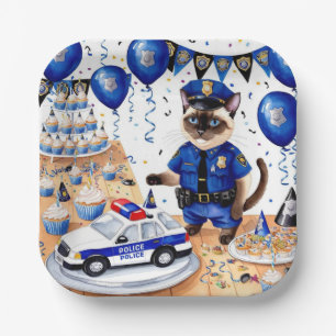 Plato De Papel Cumpleaños de la policía