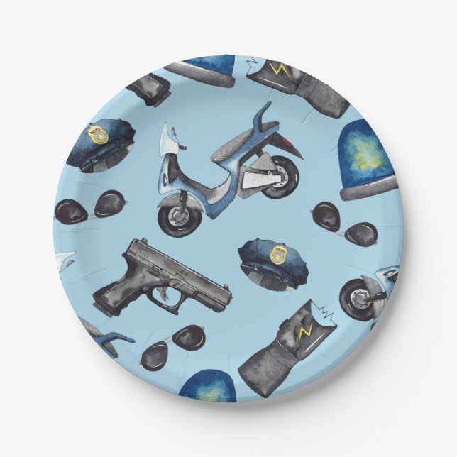 Plato De Papel Cumpleaños de la policía (Anverso)