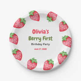 Plato De Papel Cumpleaños de la primera fresa de Berry 
