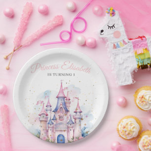 Plato De Papel Cumpleaños de la princesa Castillo Cuento de Hadas