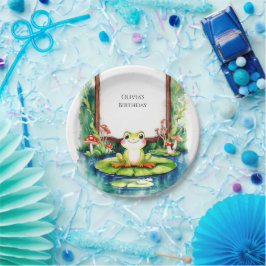 Plato De Papel Cumpleaños de la Rana Colorida de los Niños