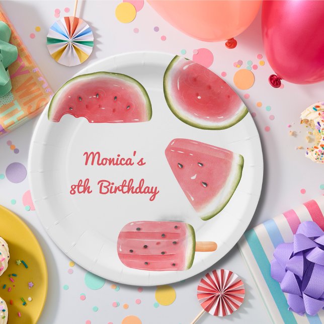 Plato De Papel Cumpleaños de la sandía fresca (Subido por el creador)