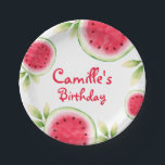 Plato De Papel Cumpleaños de la sandía personalizada<br><div class="desc">Placas personalizadas de papel de cumpleaños para la sandía. Elementos coincidentes en el diseño de nuestro Fiesta de cava de la tienda</div>