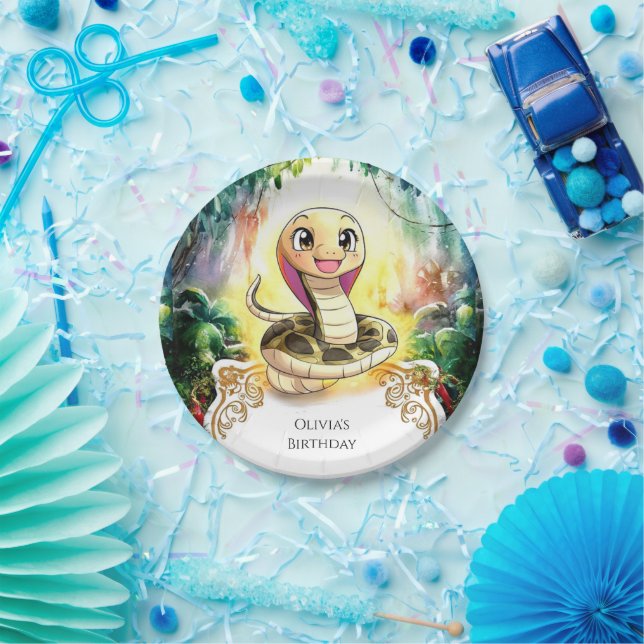 Plato De Papel Cumpleaños de la serpiente Boho Kids (Fiesta)