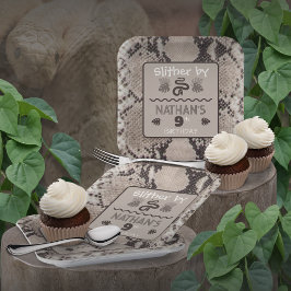 Plato De Papel Cumpleaños de la serpiente de impresión animal