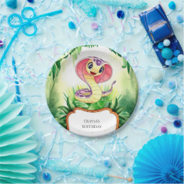 Plato De Papel Cumpleaños de la Serpiente Forestal Infantil