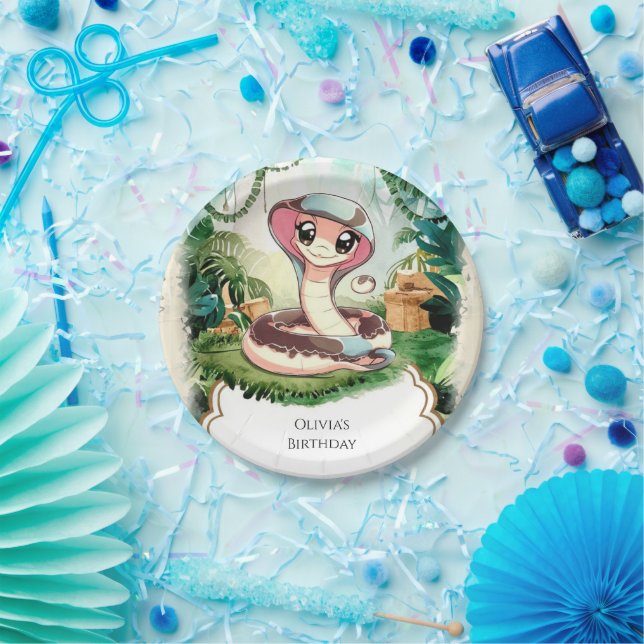 Plato De Papel Cumpleaños de la serpiente mágica infantil (Fiesta)